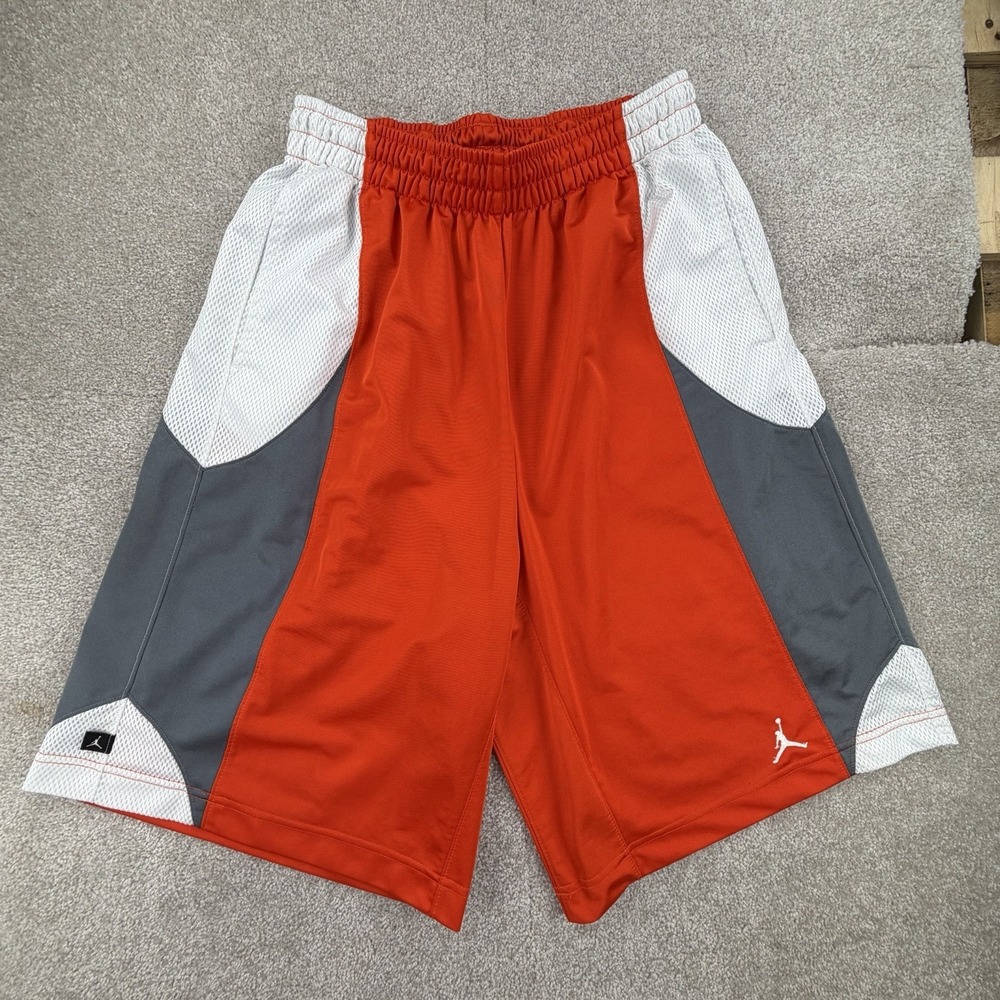 Air Jordan Jumpman Basketball Shorts Size Large Men's Orange Gray White Y2K